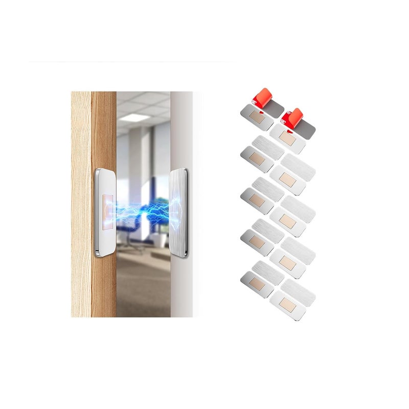 PHIXBEAR 10 Pack Magnetic Cabinet Door Catch, Ultra Thin Cabinet Door Magnets, Adhesive Drawer Magnets to Stay Closed, Stainless Steel Cabinet Latch Easy to Install with Double Sided Tape, Thickness 0.08in - Image 1